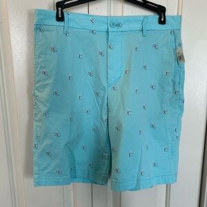 Izod Harborside Printed Men Flat Front Chino Stretch Shorts Size 30 New
